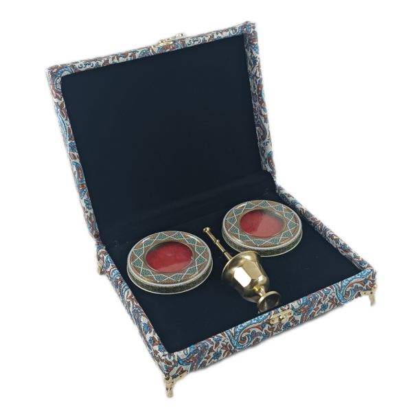 جعبه زعفران روکش ترمه پایه دار